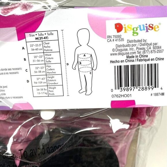 Disguise Disney Minnie Mouse Halloween Costume Dress Headband Szs 2T/ 3-4T - Picture 5 of 11